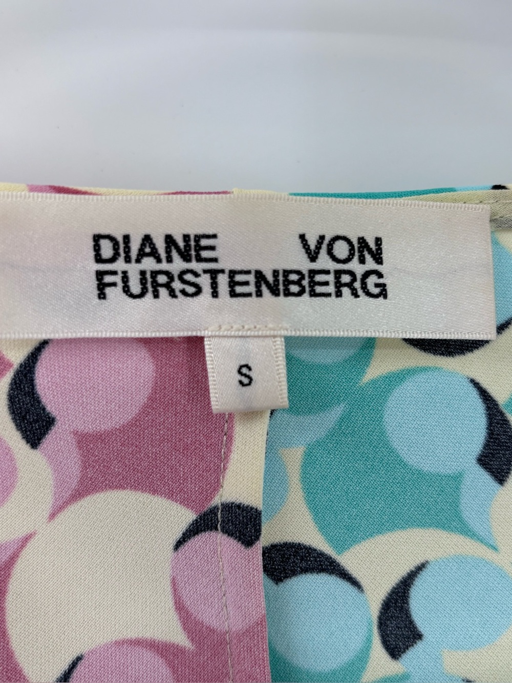 Diane Von Furstenberg Two-Tone Pink & Aqua Wrap Midi Dress - Picture 2 of 11